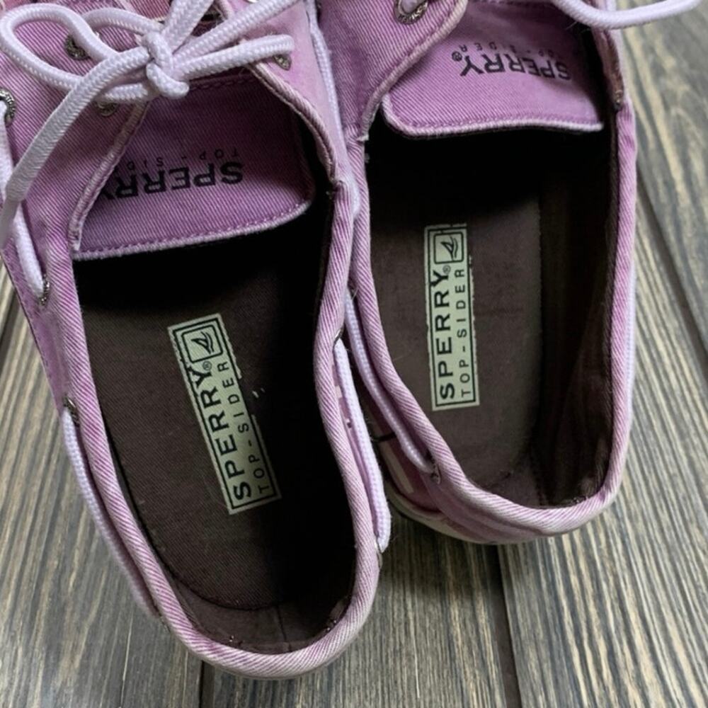 Sperry Top-Sider D10-CH171 Boat Shoes Purple Plaid Fabric Canvas Lace Up‎ Wm 9 - Picture 10 of 13